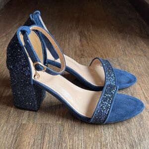SHEIN Navy Glitter Strap Heels